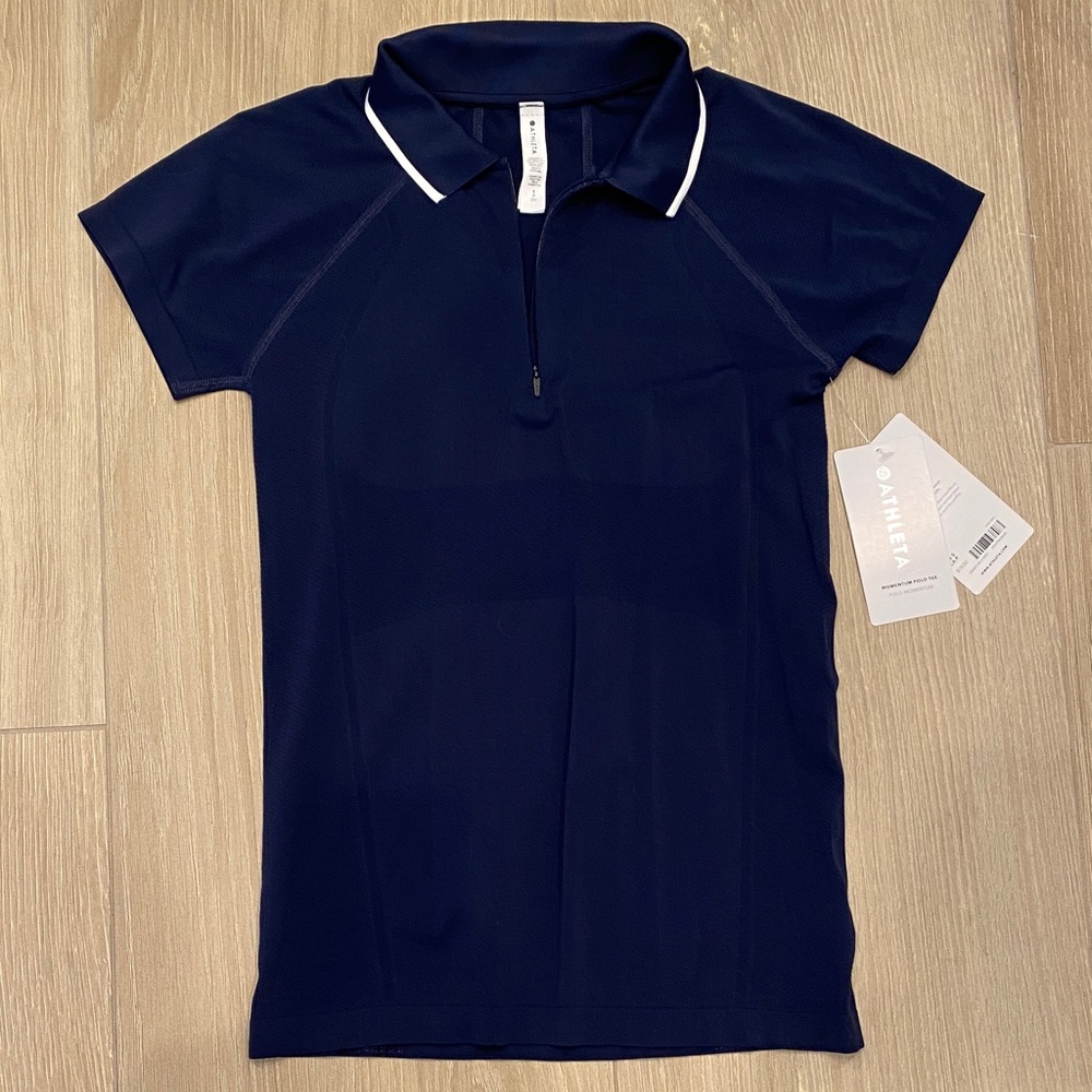 Navy Blue Polo Shirt with White Trim